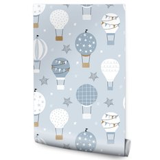 Tapeta Dziecięca Kolorowe BALONY Gwiazdki Niebo  - Miniaturka zdjęcia nr 1