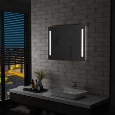 Lustro 80x60 cm do sypialni łazienki ścienne z LED aluminium szklane złote - Miniaturka zdjęcia nr 4