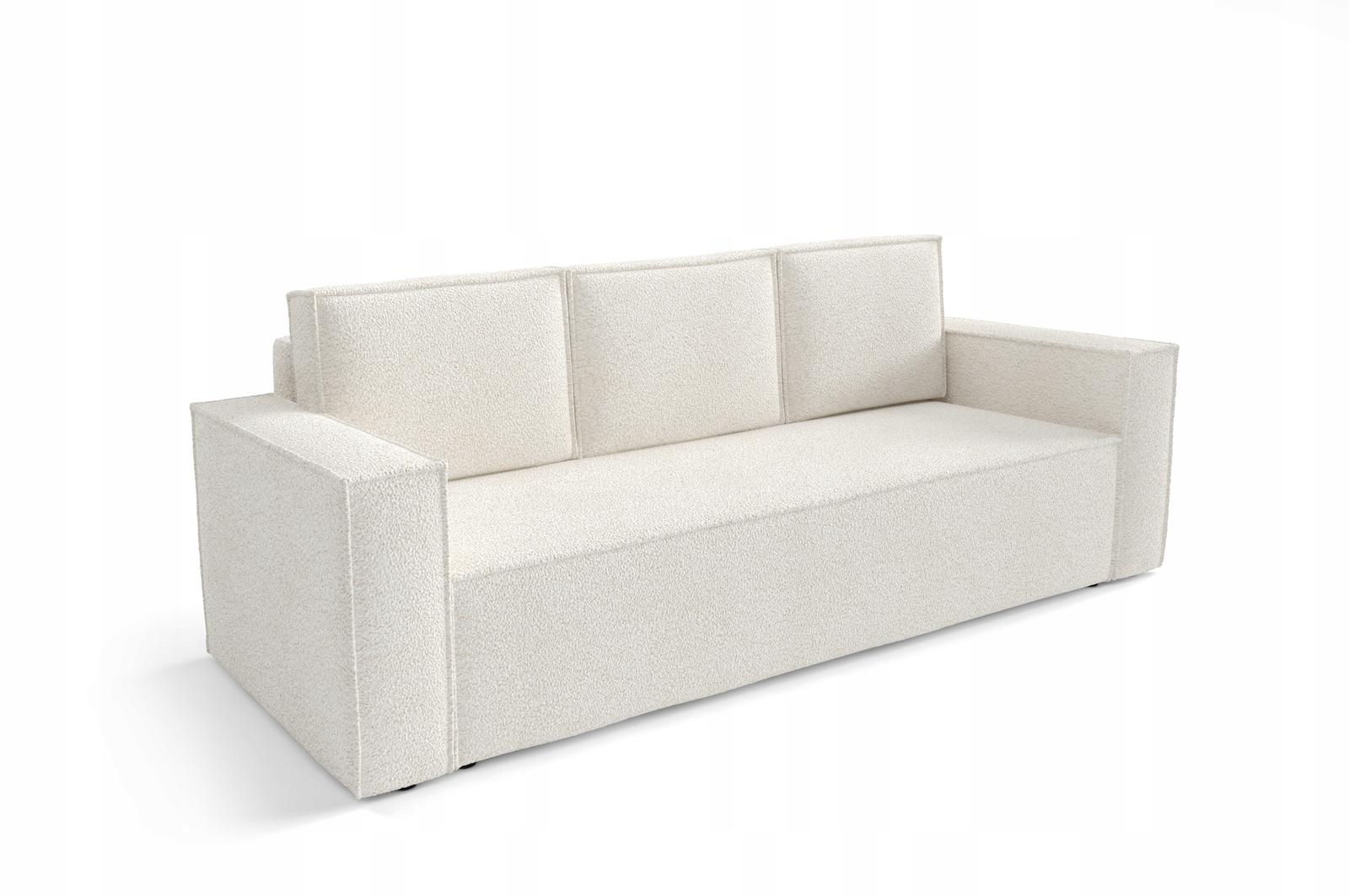 Kanapa CORDA 248x96x93 cm sofa z funkcją spania automat i pojemnik BOUCLE biała do salonu nr. 3