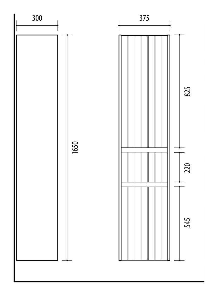 Zestaw mebli łazienkowych LINE z umywalką 60 cm + 2x słupek 165 cm 4 elementy front MDF migdałowy nr. 5