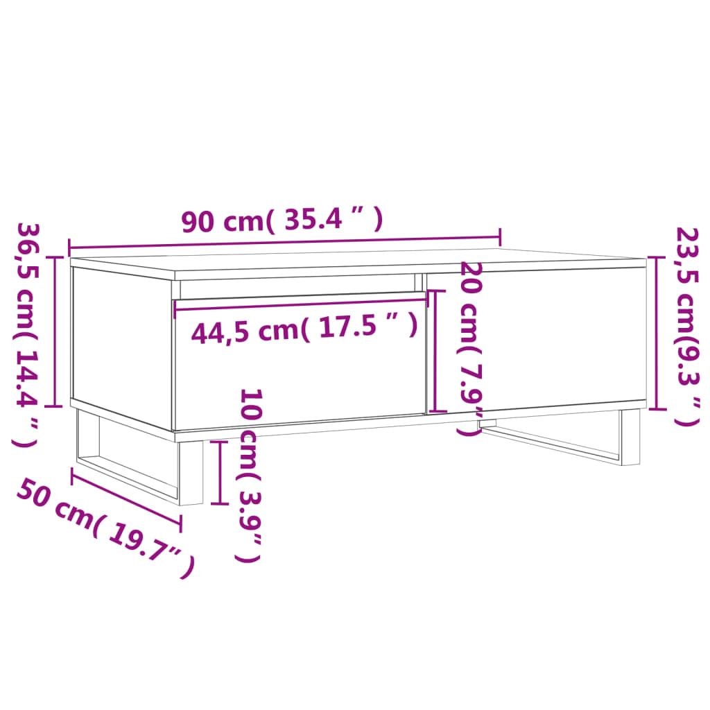 Stolik kawowy 90x50x36,5 cm z praktyczną szufladą i półką przydymiony dąb do salonu nr. 11