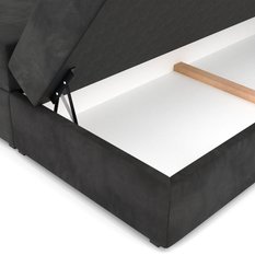 Łóżko kontynentalne 180x200x113 cm tapicerowane podwójne z materacem czarne - Miniaturka zdjęcia nr 13