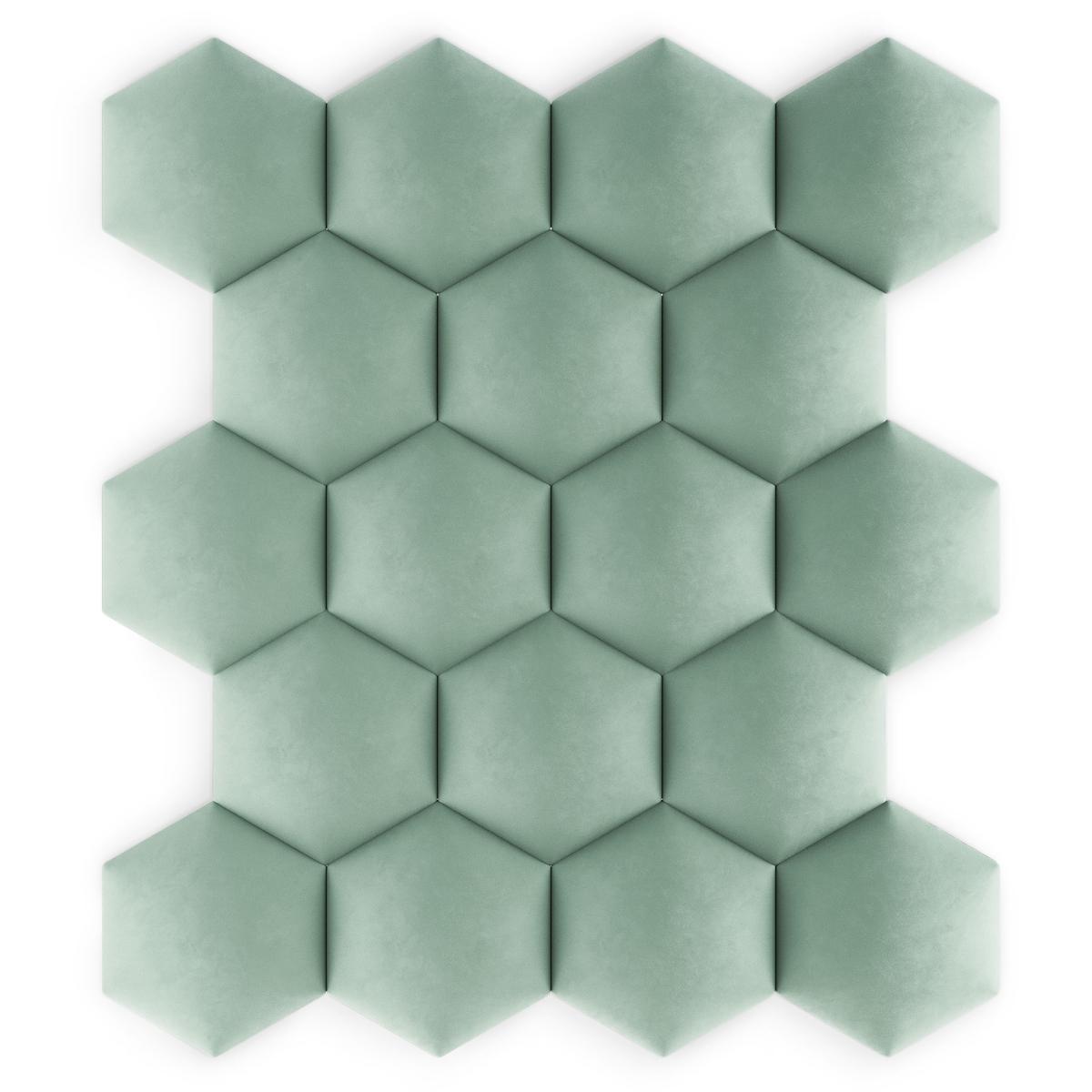 Panele tapicerowane 35x40 hexagon magic velvet miętowy nr. 7
