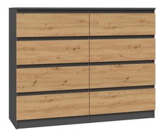 Komoda MALWA M8 120x40x97 cm do salonu biura pokoju antracyt/dąb artisan z szufladami - Miniaturka zdjęcia nr 1