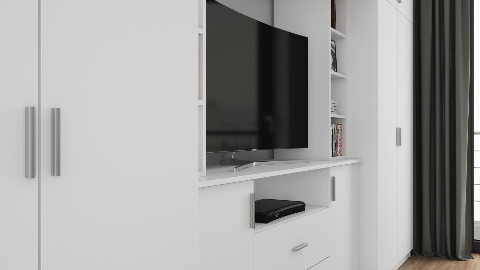 Meblościanka z szafą DAKO 380x240x55 cm zestaw mebli do salonu RTV Biel  nr. 4