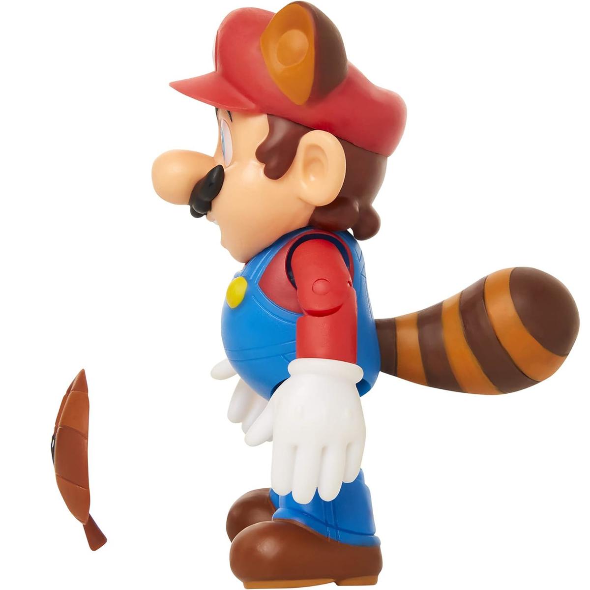 SUPER MARIO oryginalna ruchoma figurka Raccoon Mario + Super Leaf zabawka dla dzieci 10 cm nr. 4