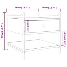 Stolik kawowy 50x50x50 cm z półką i szufladą dąb sonoma do salonu - Miniaturka zdjęcia nr 11