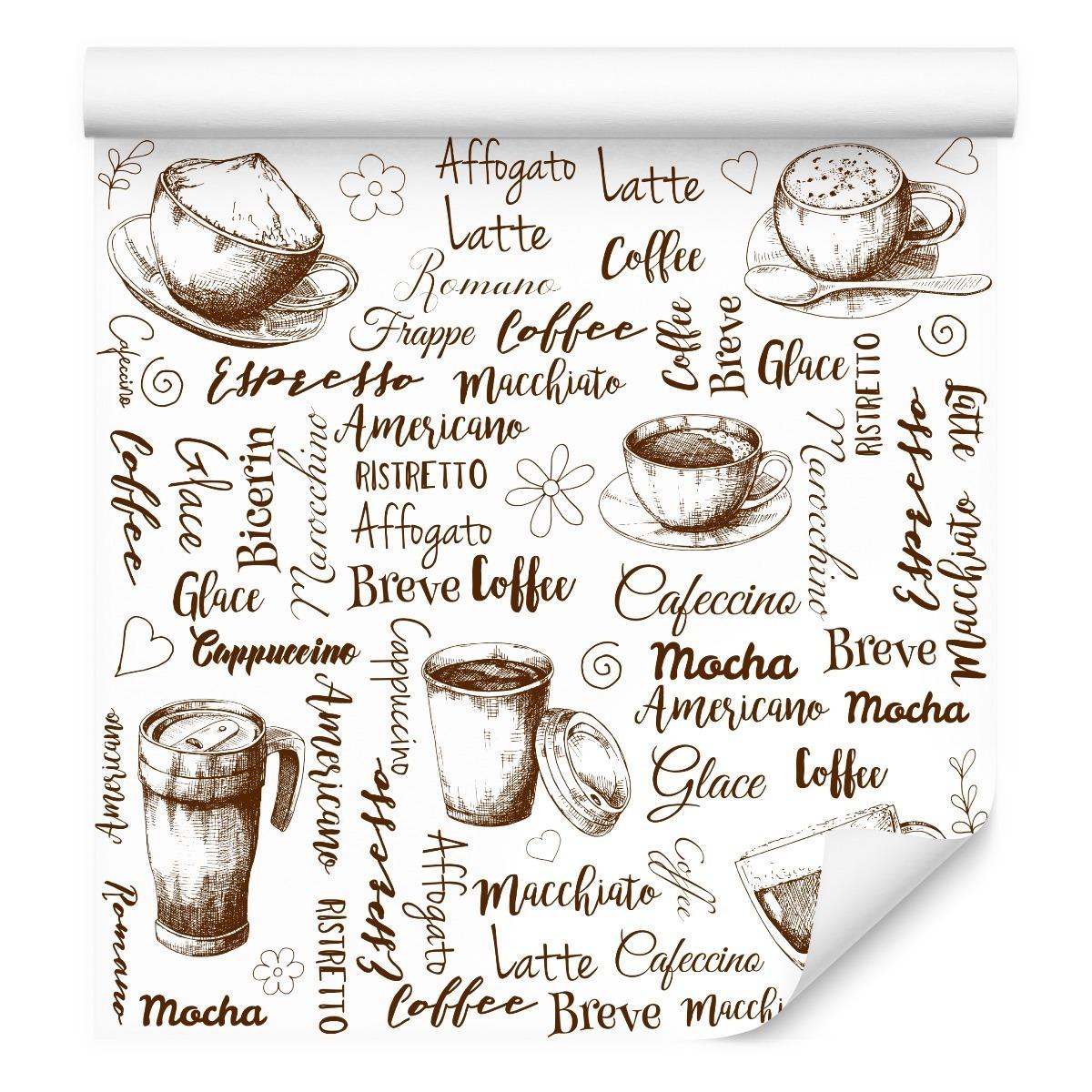 Tapeta kawa filiżanki napisy serduszka do kuchni  nr. 6