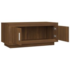 Stolik kawowy 102x50x45 cm z półką z drzwiczkami brązowy dąb do salonu - Miniaturka zdjęcia nr 6