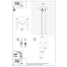 Lampa wisząca LOOPEZ 3P czarny/miedź 90x20x20cm nowoczesna G10 do salonu - Miniaturka zdjęcia nr 5