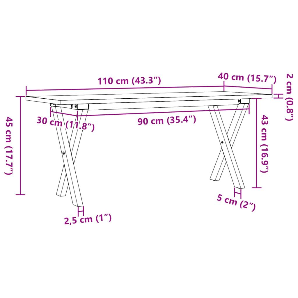 Stolik kawowy 110x40x45 cm nogi w kształcie litery X lite drewno do salonu nr. 10