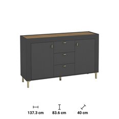 Komoda Mossa 137 cm do salonu czarny - Miniaturka zdjęcia nr 3