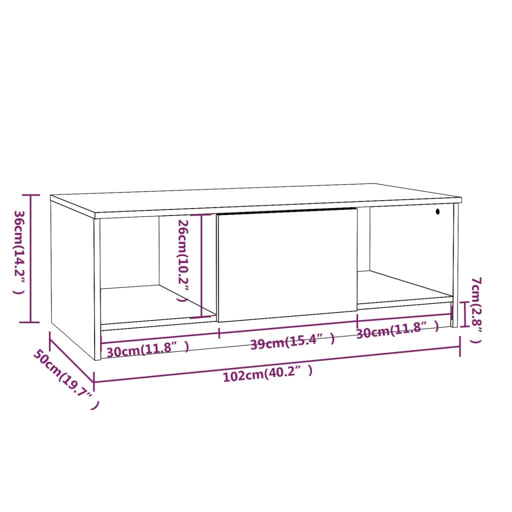 Stolik kawowy 102x50x36 cm z praktycznymi półkami przydymiony dąb do salonu nr. 8