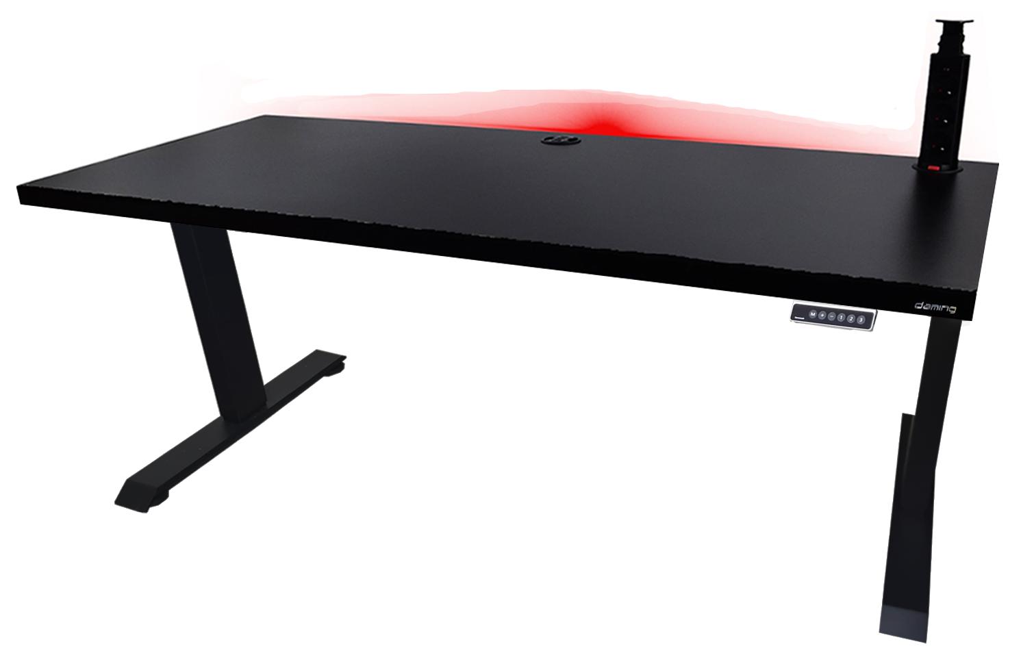 Biurko gamingowe elektryczne model 3 LOW 160x80x70-118 cm regulowane nogi LED RGB pilot przepust USB czarne nr. 3