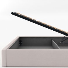 Łóżko Pojedyncze 90x200cm łóżko tapicerowane z pojemnikiem kremowe do sypialni wezgłowie 120 cm - Miniaturka zdjęcia nr 10