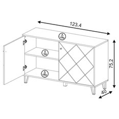 Komoda Bilbao 2D 123 cm do sypialni salonu dąb artisan biały mat - Miniaturka zdjęcia nr 4