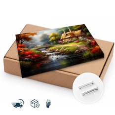 Obraz Na Płótnie Krajobraz Strumyk Domek Na Wsi 100x70 Natura Las - Miniaturka zdjęcia nr 9
