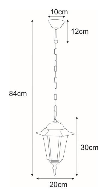 Lampa ogrodowa wisząca K-5009H STANDARD 20x84x30 cm do ogrodu czarny nr. 2