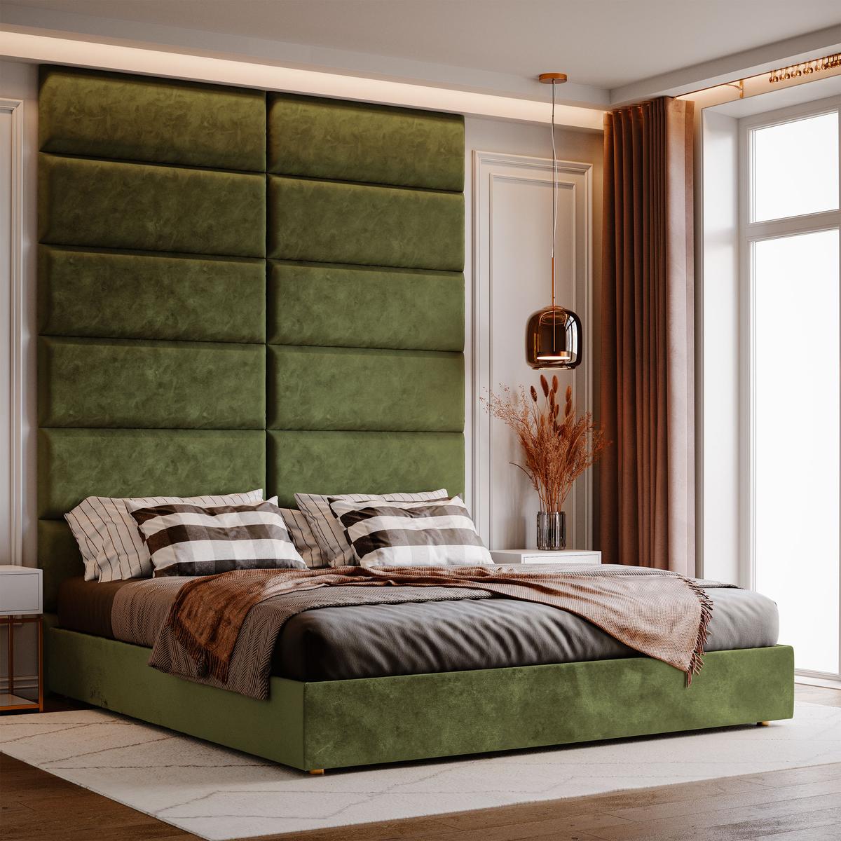  Panele tapicerowane  90x30 cm na ścianę magic velvet khaki nr. 5