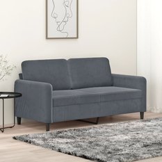 Sofa 158x77x80 cm 2-osobowa wygodna tapicerowana aksamitem ciemnoszara do salonu - Miniaturka zdjęcia nr 2