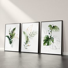 Zestaw 3X Plakat W Ramie Do Salonu Akwarele Tropikalne Liście Natura 60x80cm - Miniaturka zdjęcia nr 5