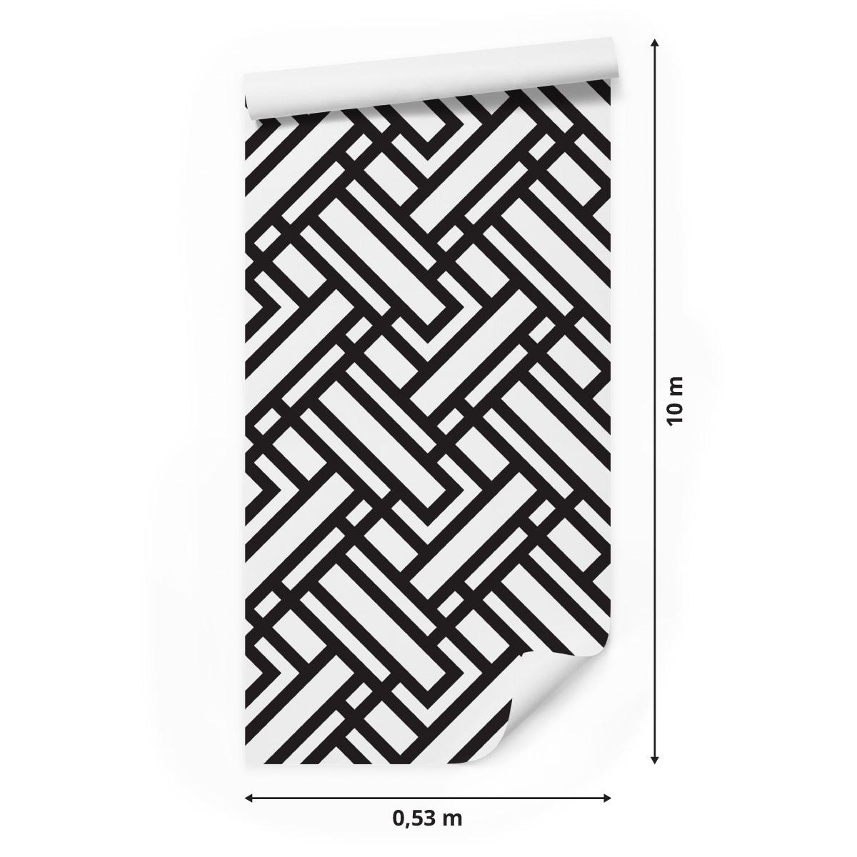 Tapeta czarno - białe wzory geometryczne, dekoracja w nowoczesnym stylu nr. 2
