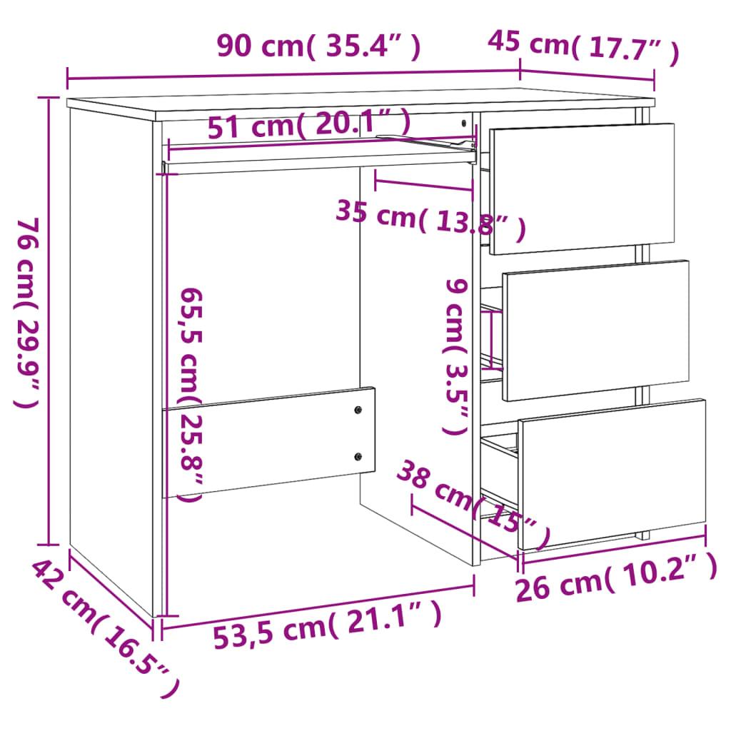 Biurko 90x45x76 cm z szufladami szary dąb sonoma do biura lub gabinetu salonu czy pokoju nr. 8