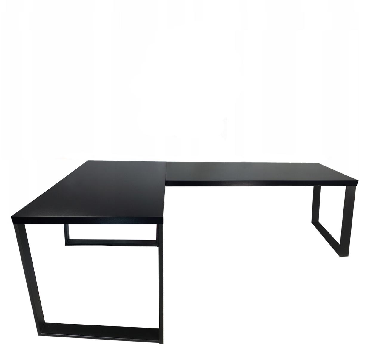 Biurko gamingowe Model 0 narożne czarne LOFT metalowe nogi dla gracza Top 240x80x71cm