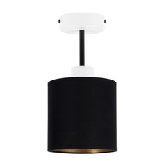 Lampa sufitowa 15x15x30 cm jednopunktowy spot z abażurem gwint E27 biała z czarnym abażurem do salonu - Miniaturka zdjęcia nr 3