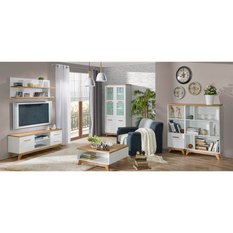Szafka 80x40x127,3 cm Sven z drzwiczkami i dwoma półkami sosna andersen dąb nash  do pokoju lub salonu czy sypialni - Miniaturka zdjęcia nr 9