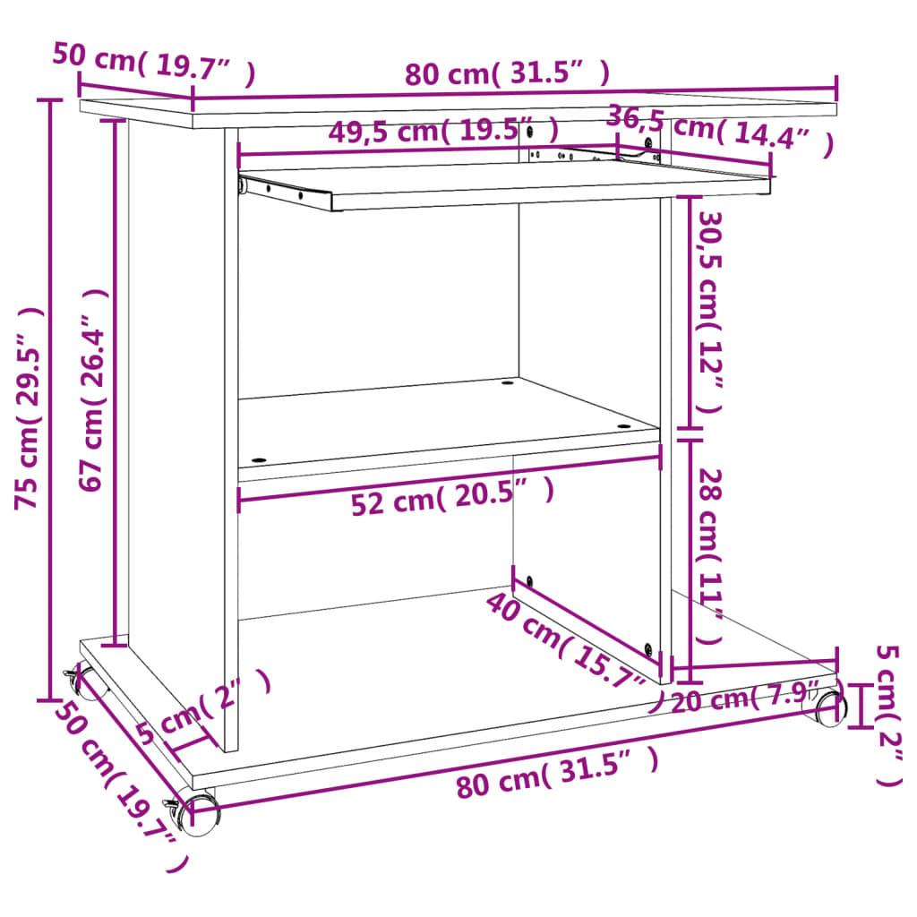 Biurko 80x50x75 cm komputerowe z półkami szary dąb sonoma do biura lub gabinetu czy pokoju nr. 9