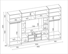 Meblościanka 380x54x240 cm Nesto z przestronnymi szafami z półkami zieleń butelkowa do salonu - Miniaturka zdjęcia nr 7