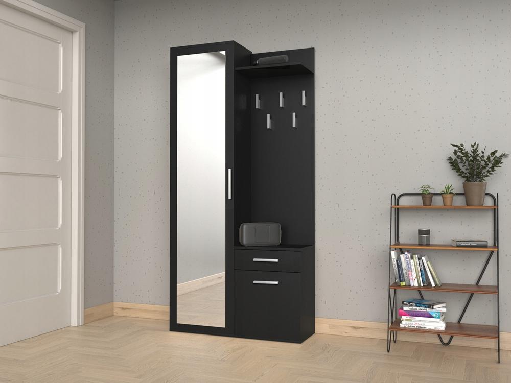 Garderoba z lustrem DUO 50x124x35 cm wieszaki szafa biała do przedpokoju nr. 6