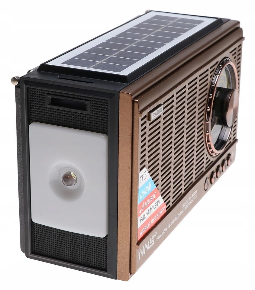 Radio przenośne 21 x 12,5 x 8,5 cm  z funkcją bluetooth    z latarką  ładowany solarnie brązowe nr. 6