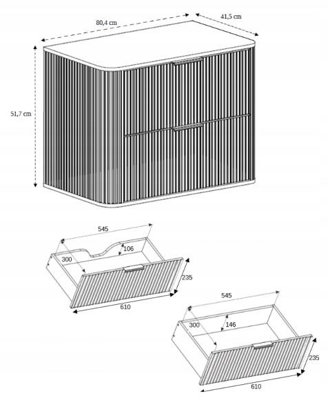 Szafka 80 cm łazienkowa wisząca zestaw słupek kaszmir nr. 10