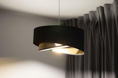 Lampa 45 cm do sypialni salonu wisząca asymetryczna czarno-złota - Miniaturka zdjęcia nr 6