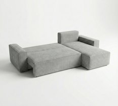 Narożnik Modena 230x52x130 cm z funkcją spania i pojemnikiem sztruks szary do salonu - Miniaturka zdjęcia nr 2