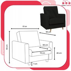 Fotel z pojemnikiem Rene czarny Family Meble - Miniaturka zdjęcia nr 6