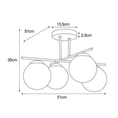 Lampa sufitowa K-5161 DELTA 51x30x51 cm do salonu lub pokoju bursztynowy/czarny - Miniaturka zdjęcia nr 2