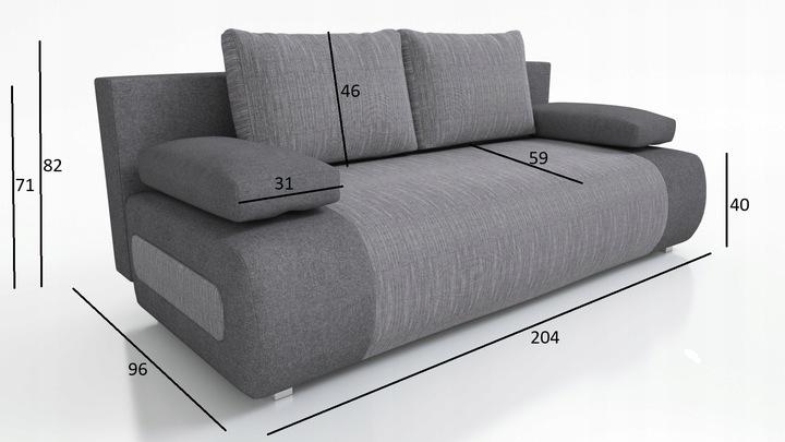 Kanapa Mia 82x204x96 cm do salonu rozkładana berlin + sawana czarny nr. 4