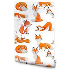 Tapeta Do Pokoju Dzieci LISKI Zwierzątka Akwarela  - Miniaturka zdjęcia nr 1