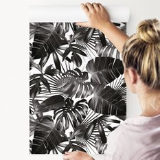 Tapeta Flizelinowa CZARNO-BIAŁE Liście Tropikalne  - Miniaturka zdjęcia nr 7