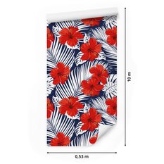 Tapeta Ścienna HIBISKUS Kwiaty Liście Tropikalne 53x1000  - Miniaturka zdjęcia nr 2