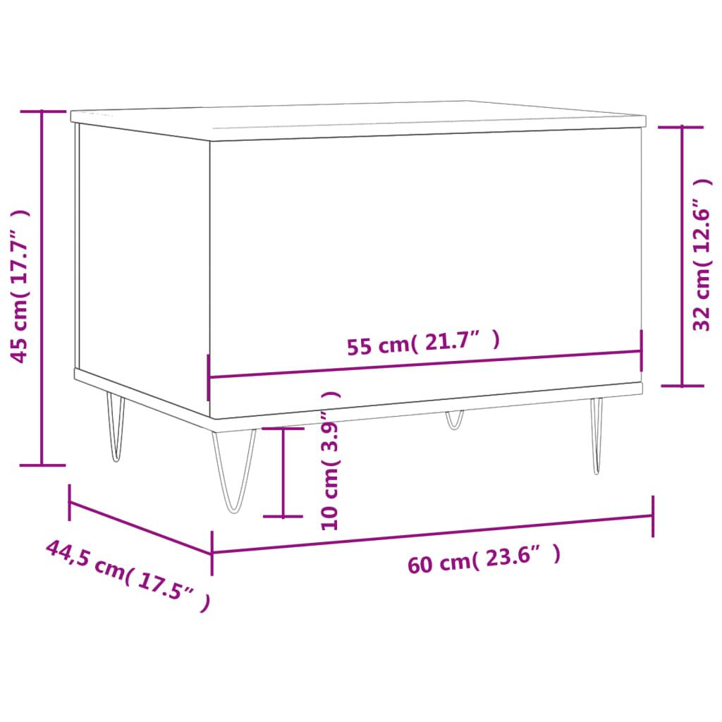 Stolik kawowy 60x44,5x45 cm z rozkładanym blatem ze schowkiem biały do salonu nr. 11