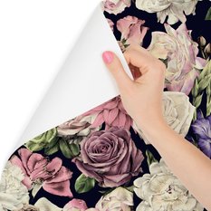 Tapeta do sypialni kolorowe kwiaty róże liście  - Miniaturka zdjęcia nr 1