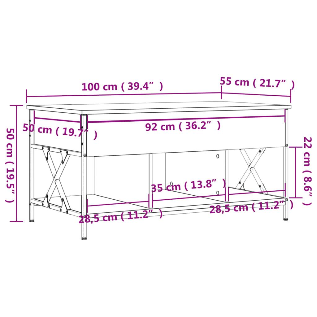 Stolik kawowy 100x55x50 cm z ukrytym schowkiem pod rozkładanym blatem czarny do salonu nr. 11