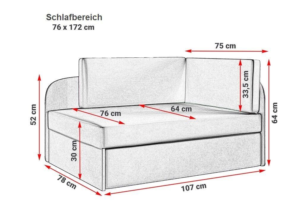 Kanapa WINNIE 107x64x78 cm rozkładana z funkcją spania i skrzynią do pokoju dziecka kolorowe czerwone nr. 2