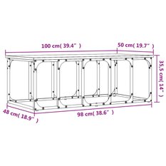 Stolik kawowy 100x50x35,5 cm z metalowymi nogami dąb sonoma do salonu - Miniaturka zdjęcia nr 9