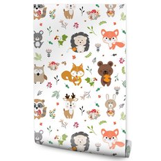 Tapeta Do Pokoju Dzieci ZWIERZĄTKA LEŚNE Roślinki  - Miniaturka zdjęcia nr 1
