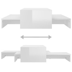 Stoliki kawowe 100x100x26,52 cm 2szt wsuwane białe z połyskiem do salonu - Miniaturka zdjęcia nr 8
